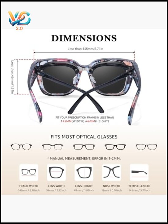 Polarized Fit Over Sunglasses Oversized Square UV400 Protection Driving Shades main image 4